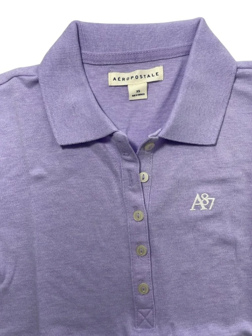 Aeropostale Lavender Polo Casual Shirt A87 Logo Cotton Blend Women's Sz XS NWT - Picture 3 of 5